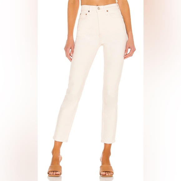 NWOT Re/Done High Rise Ankle Crop Jeans in White - Picture 1 of 7